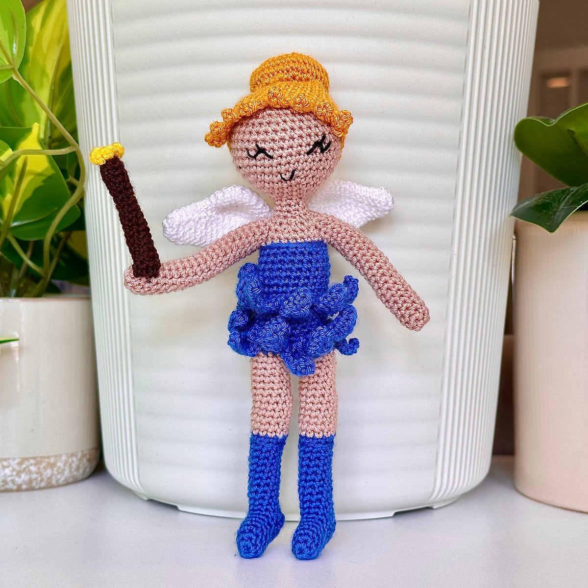 Fairy Ballerina Doll in Royal Blue - Crochet Plush Charm