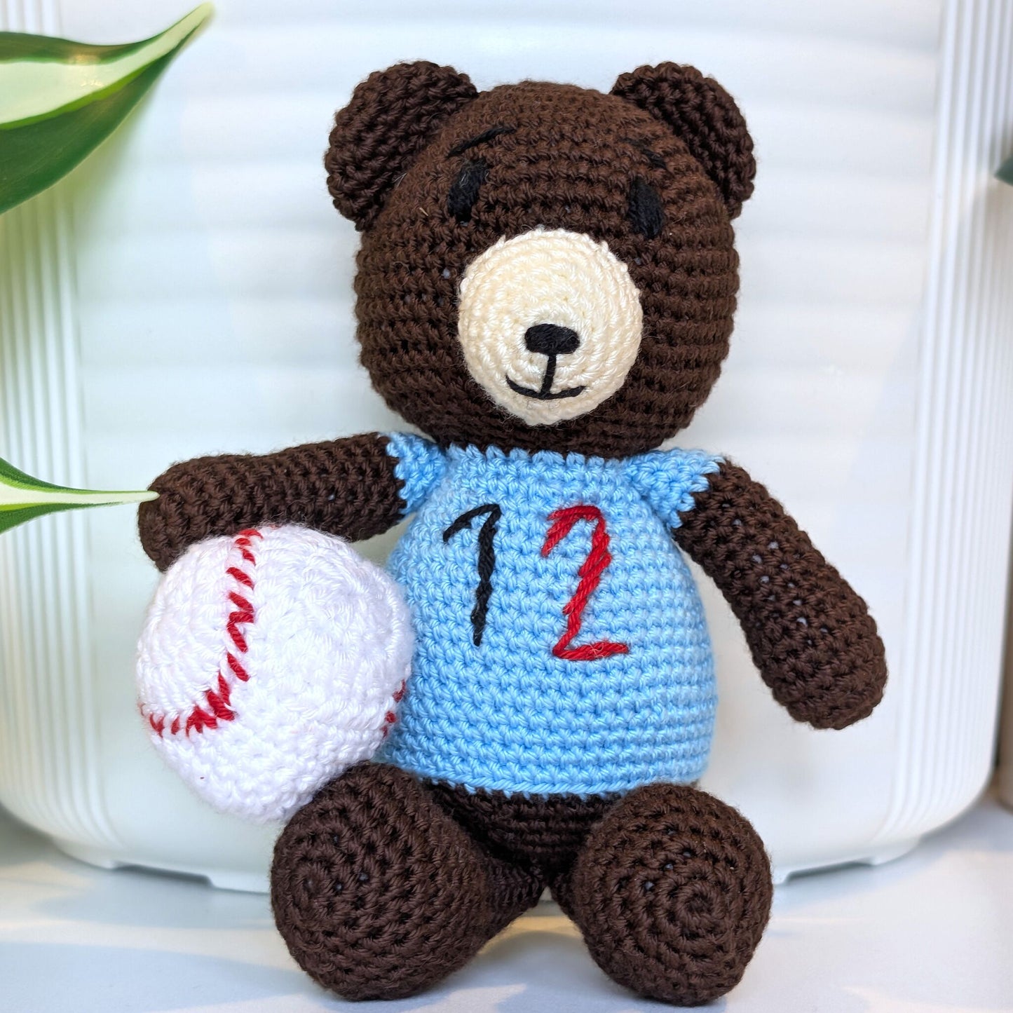 Black Bear with Baseball Crochet Stuffie