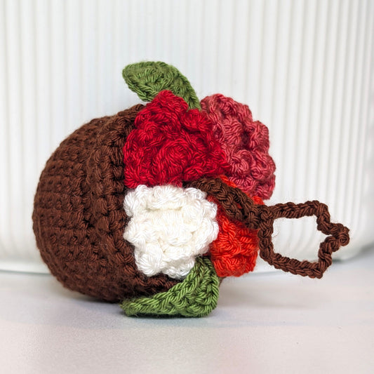 Blooming flowers in Brown Pot Crochet Charm