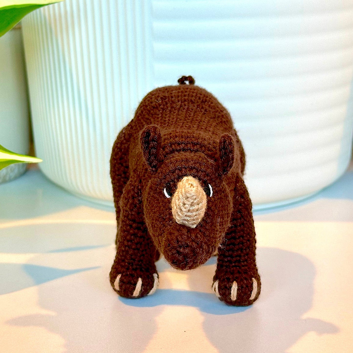 Rhinoceros Crochet Plush Brown - Amigurumi Figurine