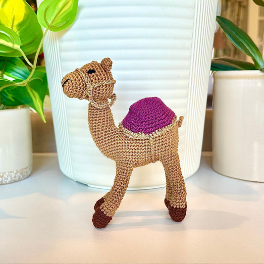 Camel in Gold Trim - Medium Crochet Plush Figurine