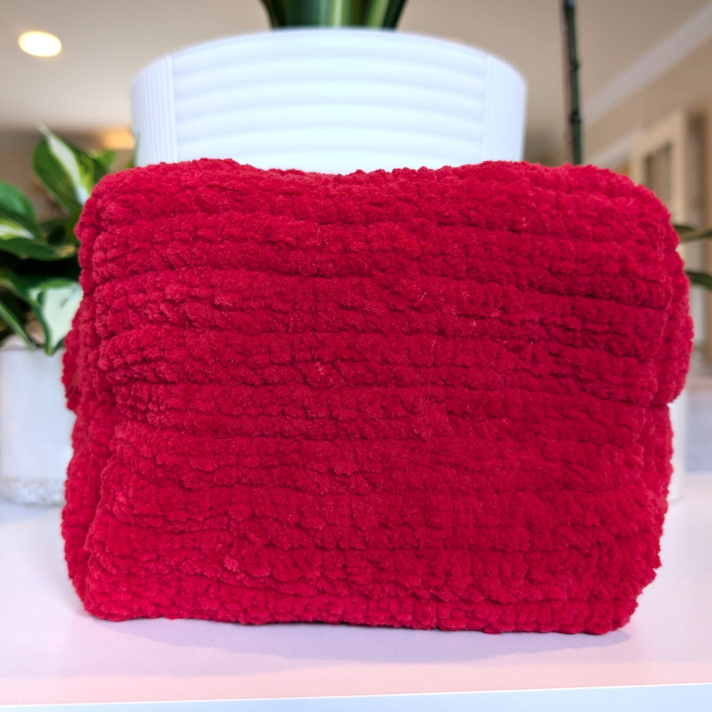 Rose Cosmetic Bag - Large Crochet Zipper Bag