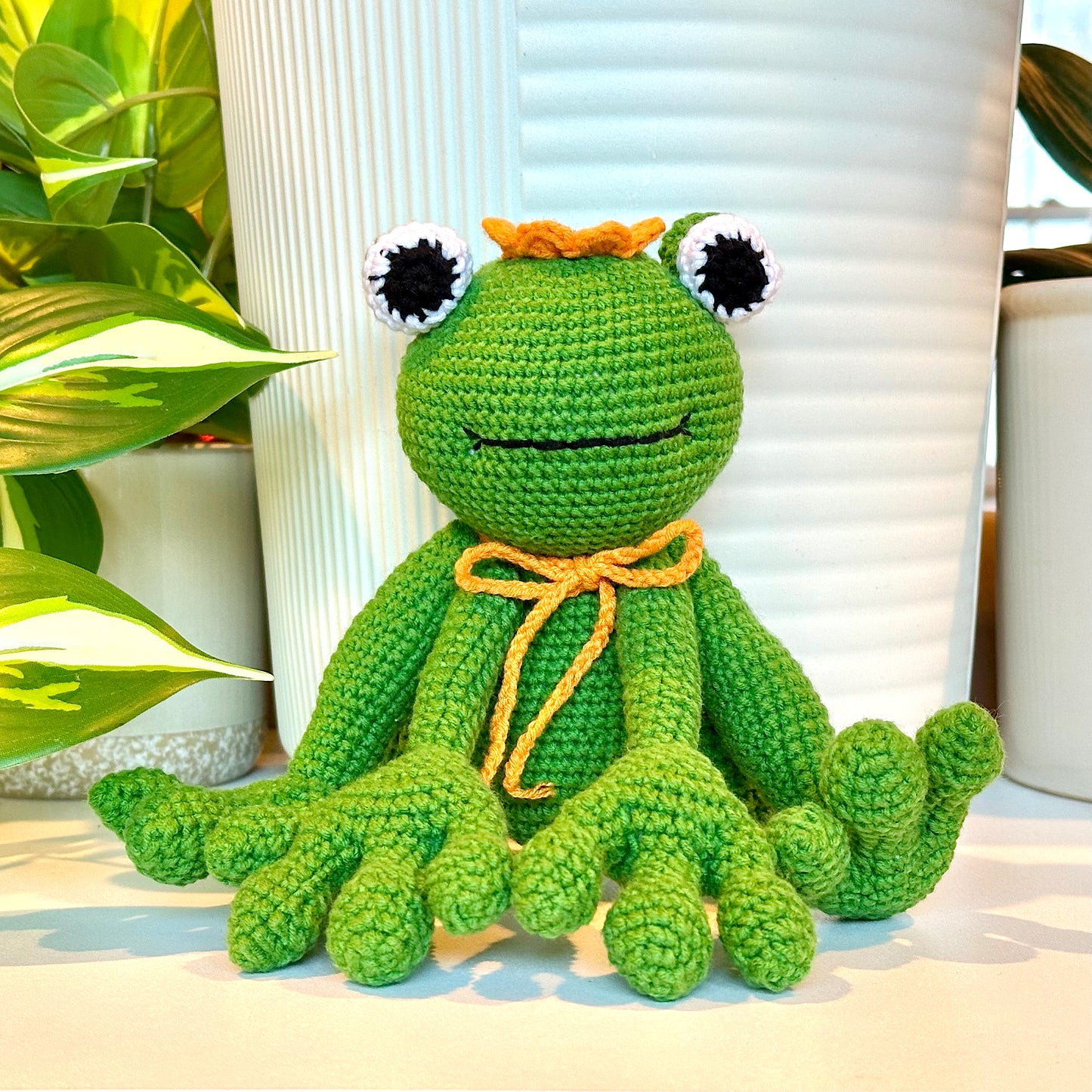 Crown Prince Frog Amigurumi - Large - Crochet Plushie