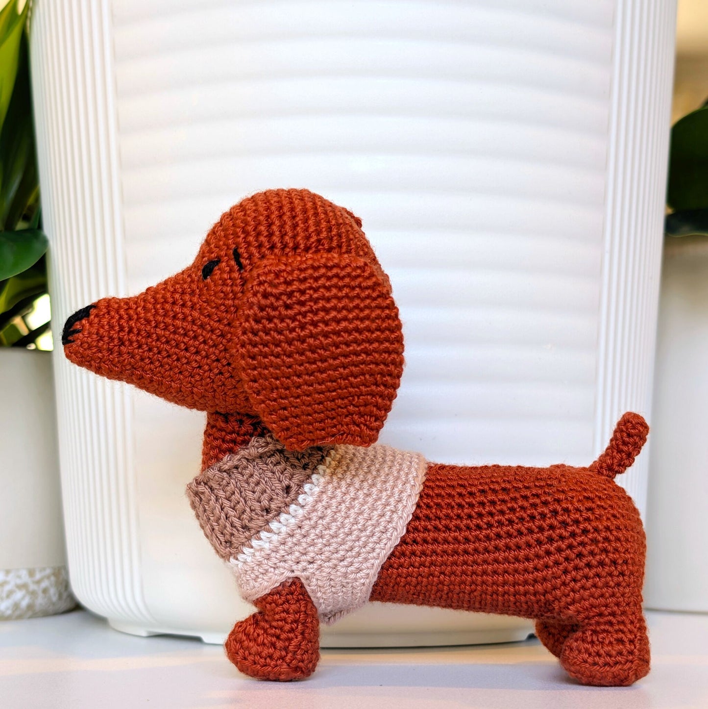 Dachshund Dog in Terracotta Amigurumi