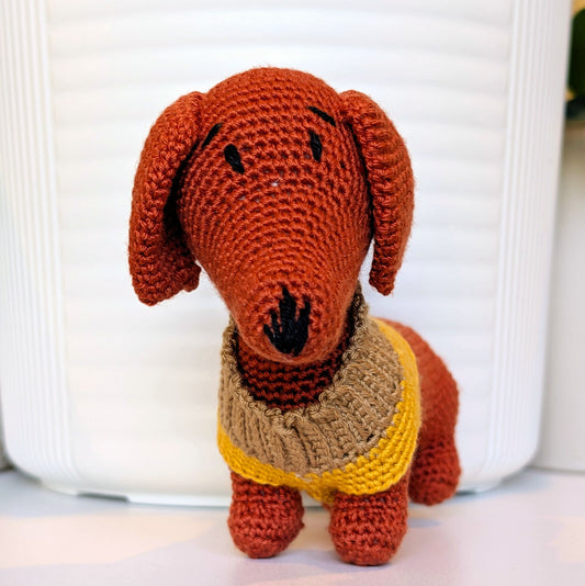 Dachshund Dog in Terracotta Amigurumi