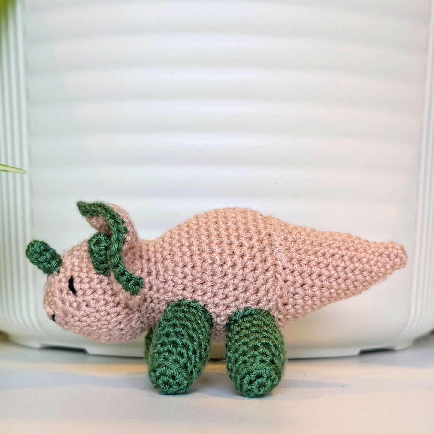 Triceratops Apricot Plushie - Crochet Dino
