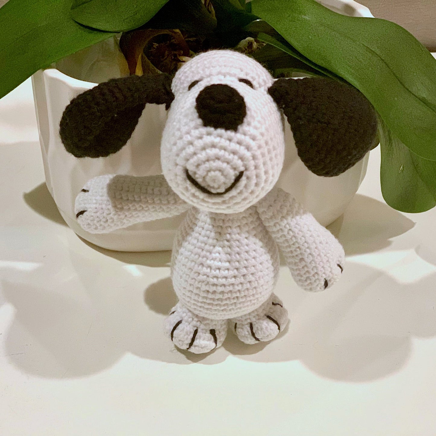 Dog Amigurumi - Black and White - Handmade Crochet Bag Charm