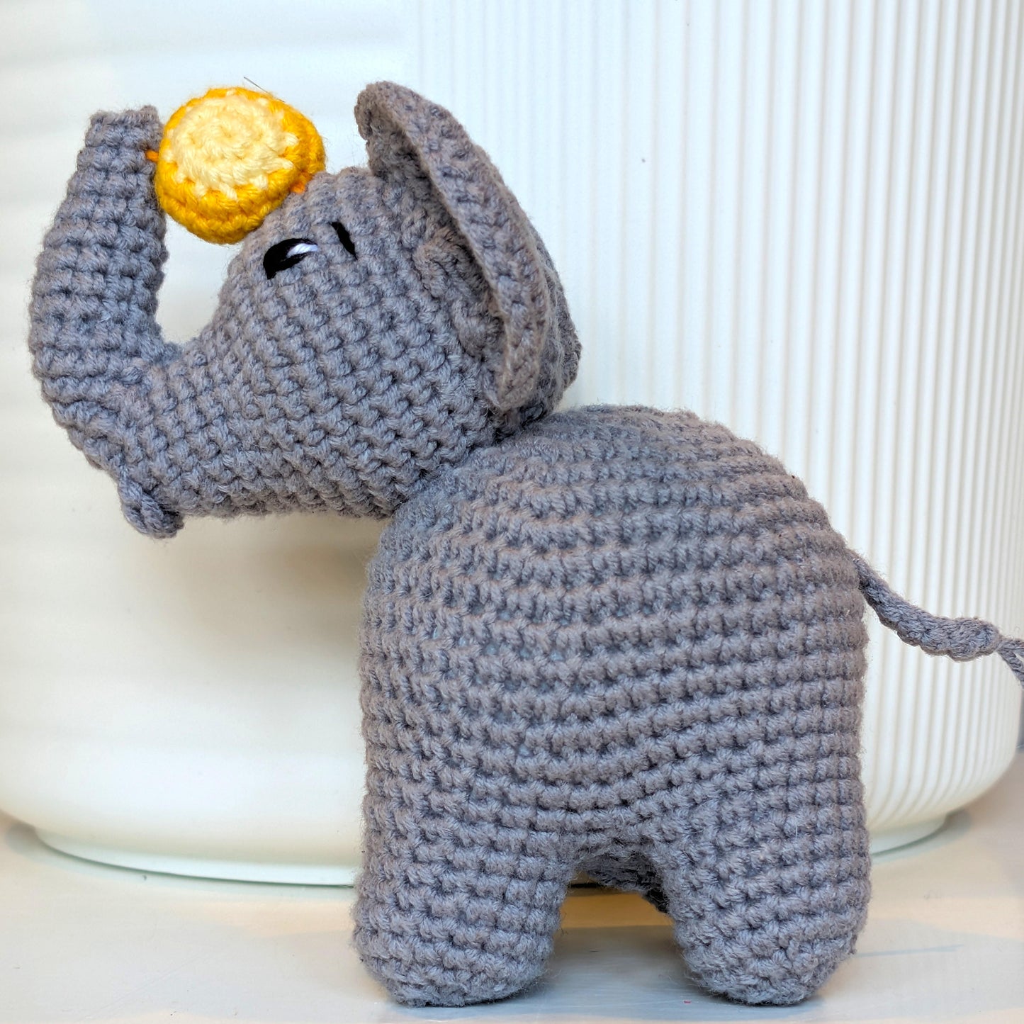Elephant Amigurumi - Gray with Ball - Crochet Plush Figurine