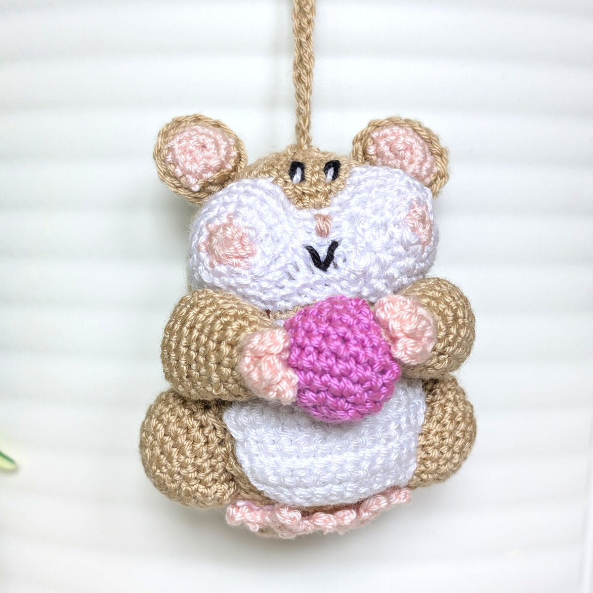 Hamster with Ball (Beige) Crochet Charm