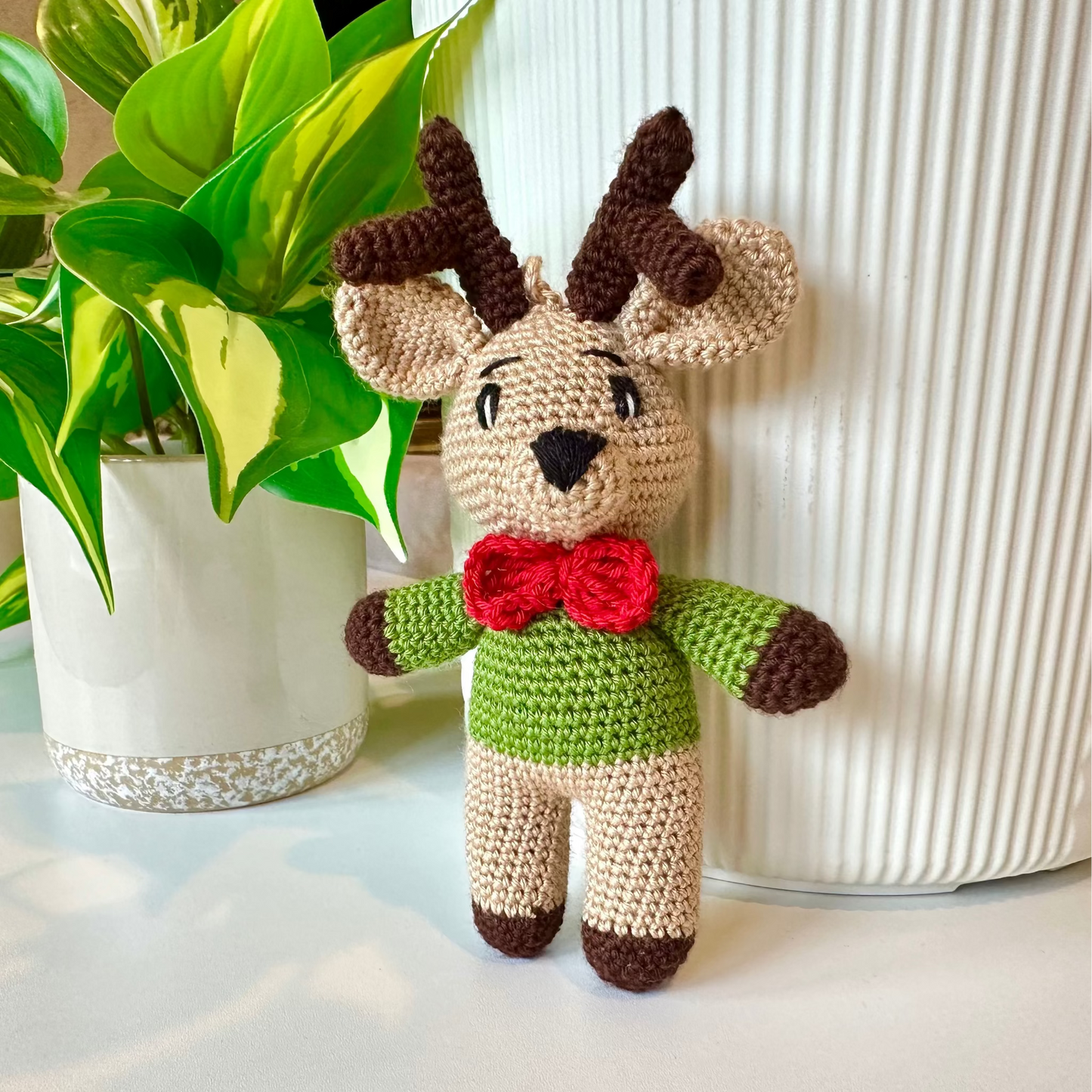 Holiday Reindeer Amigurumi - Handmade Crochet Ornament
