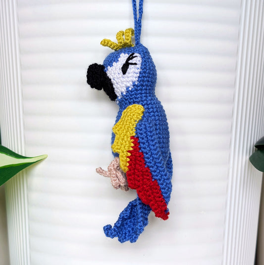 Macaw Crochet Bag Charm - Hyacinth Blue