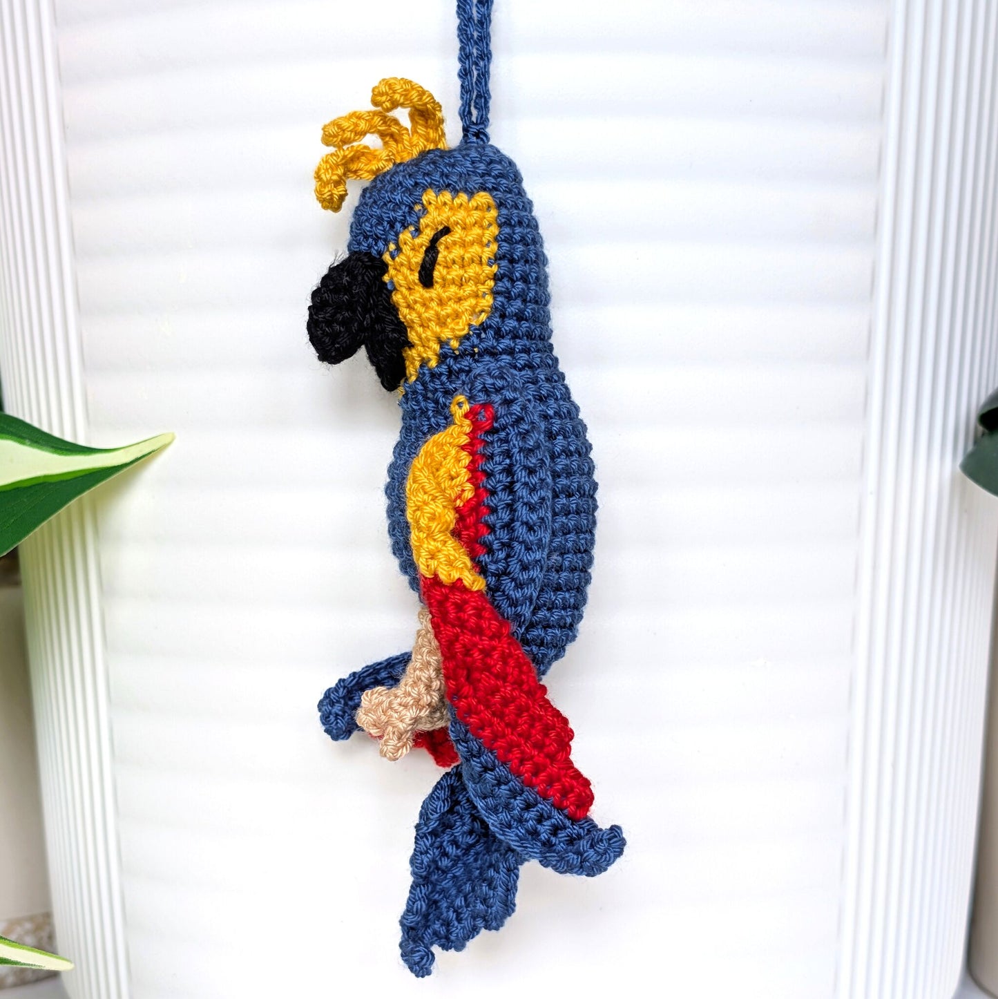 Macaw Crochet Bag Charm - Hyacinth Blue