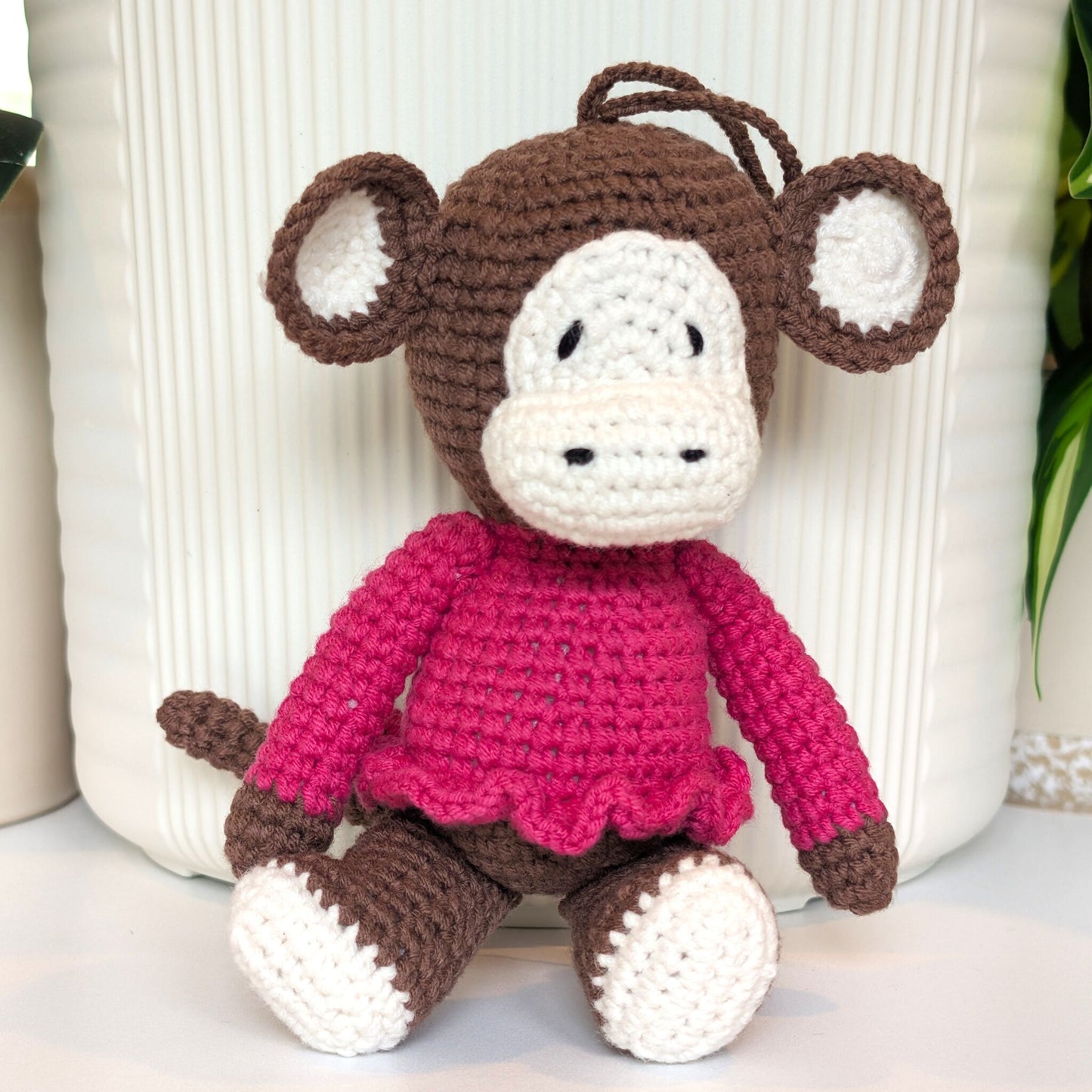 Monkey in Frilly Sweater Amigurumi - Medium - Crochet Plushie