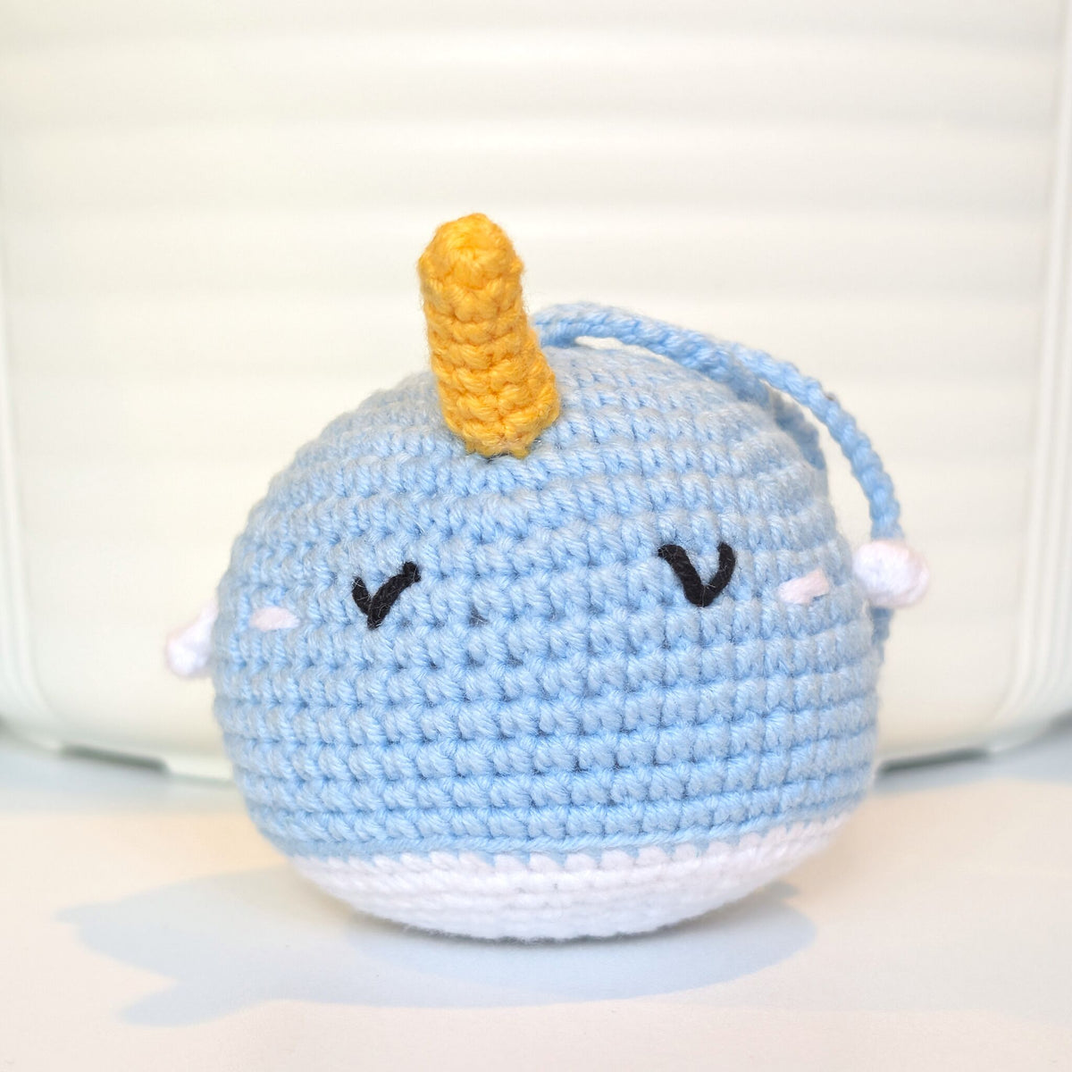 Narwhal Resting - Light Blue - Crochet Plush Charm