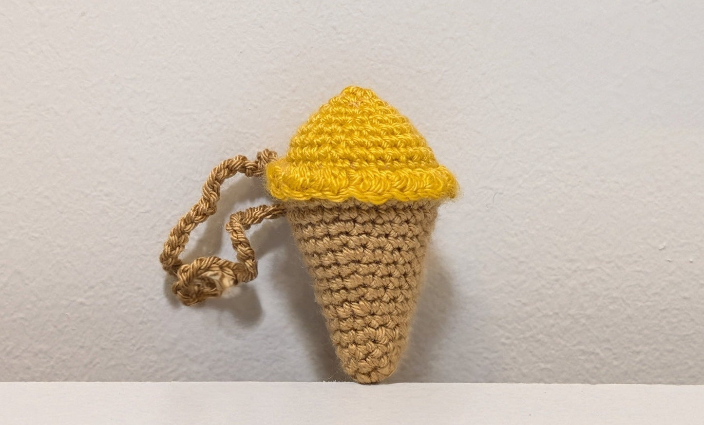 Ice Cream Cone Amigurumi - Micro - Handmade Crochet Keychain
