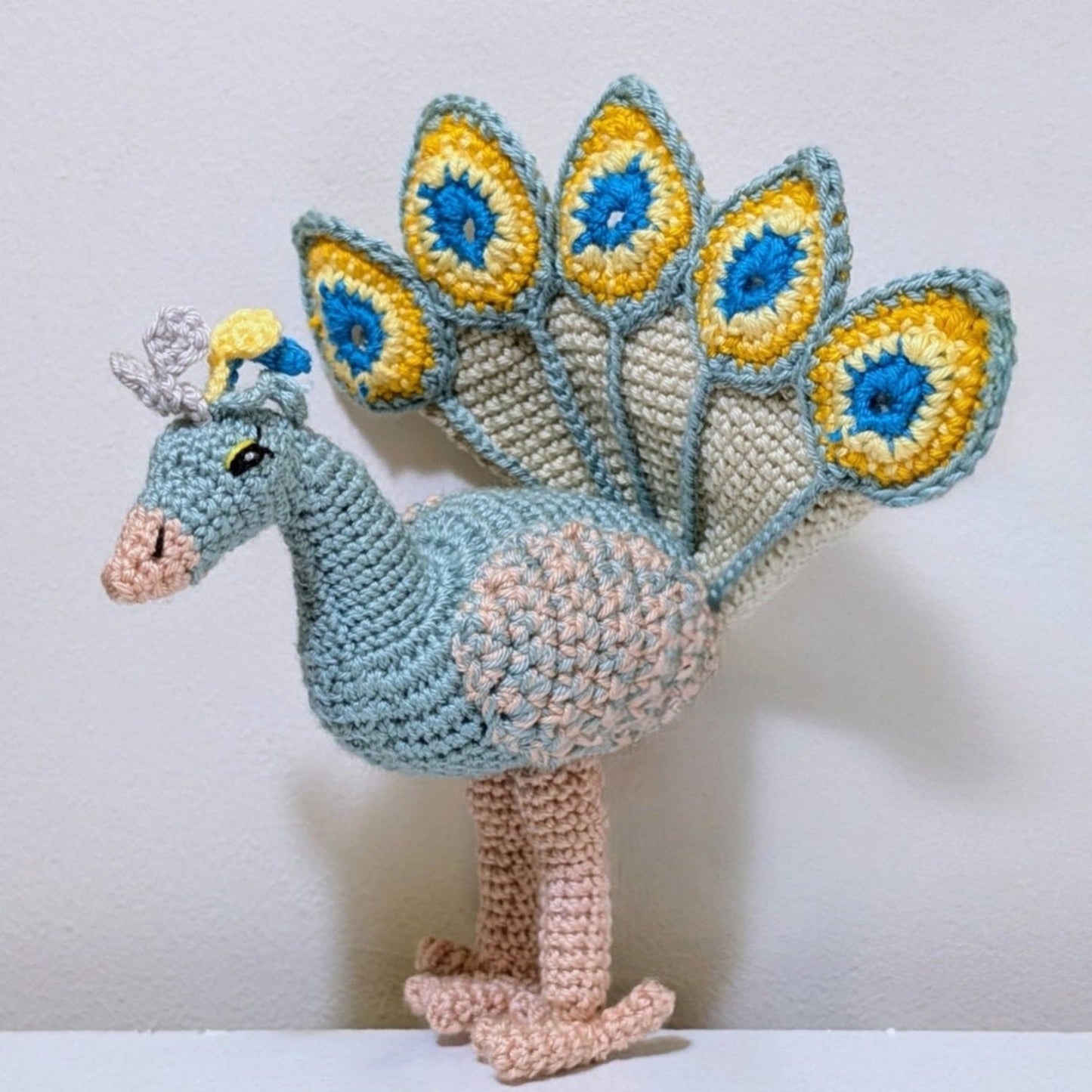 Peacock (Seafoam Color) - Handmade Crochet Plushie