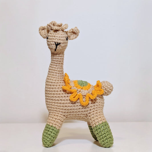 Alpaca (Green Boots)- S/M - Handmade Crochet Plush