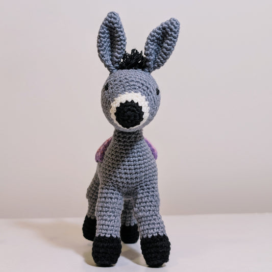 Donkey SM (Pink Lavender Saddle) - Crochet Plush Figurine