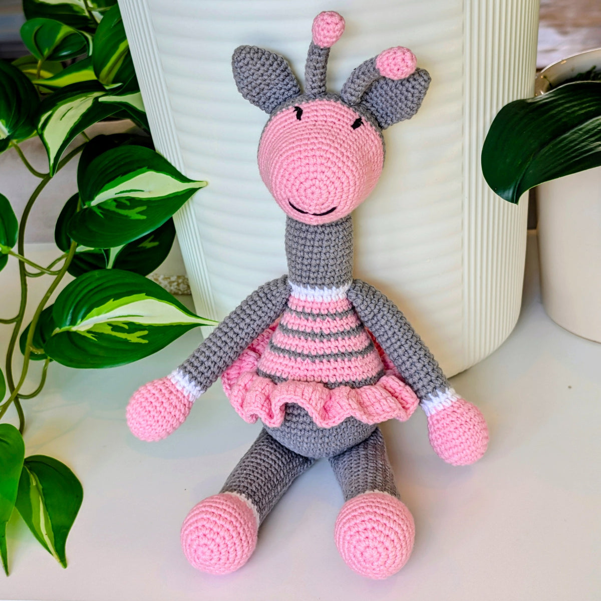 Giraffe “Lola” in Pink Tutu – Handmade Crochet Plushie