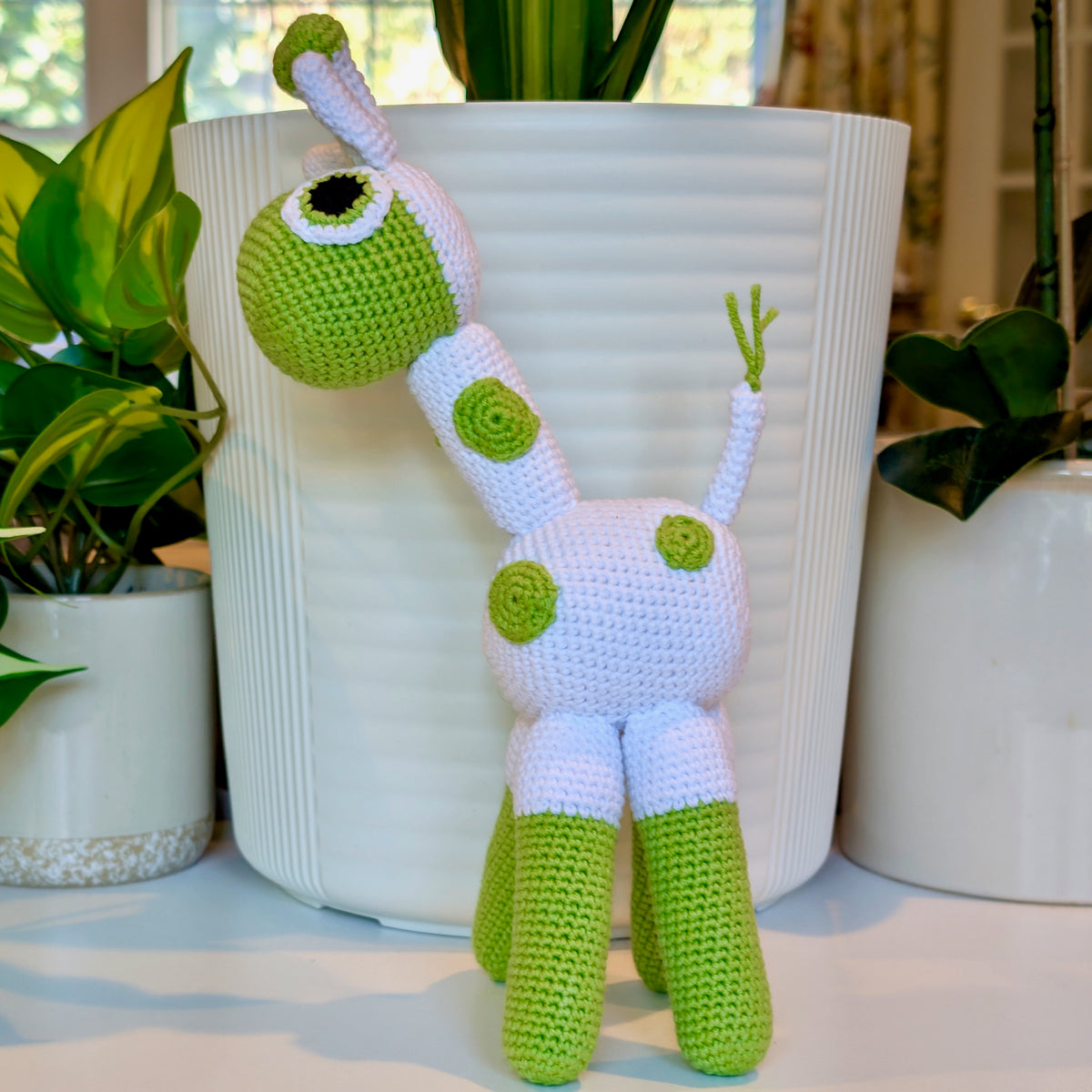 Giraffe Standing in Spots Amigurumi - Handmade Crochet Plushie