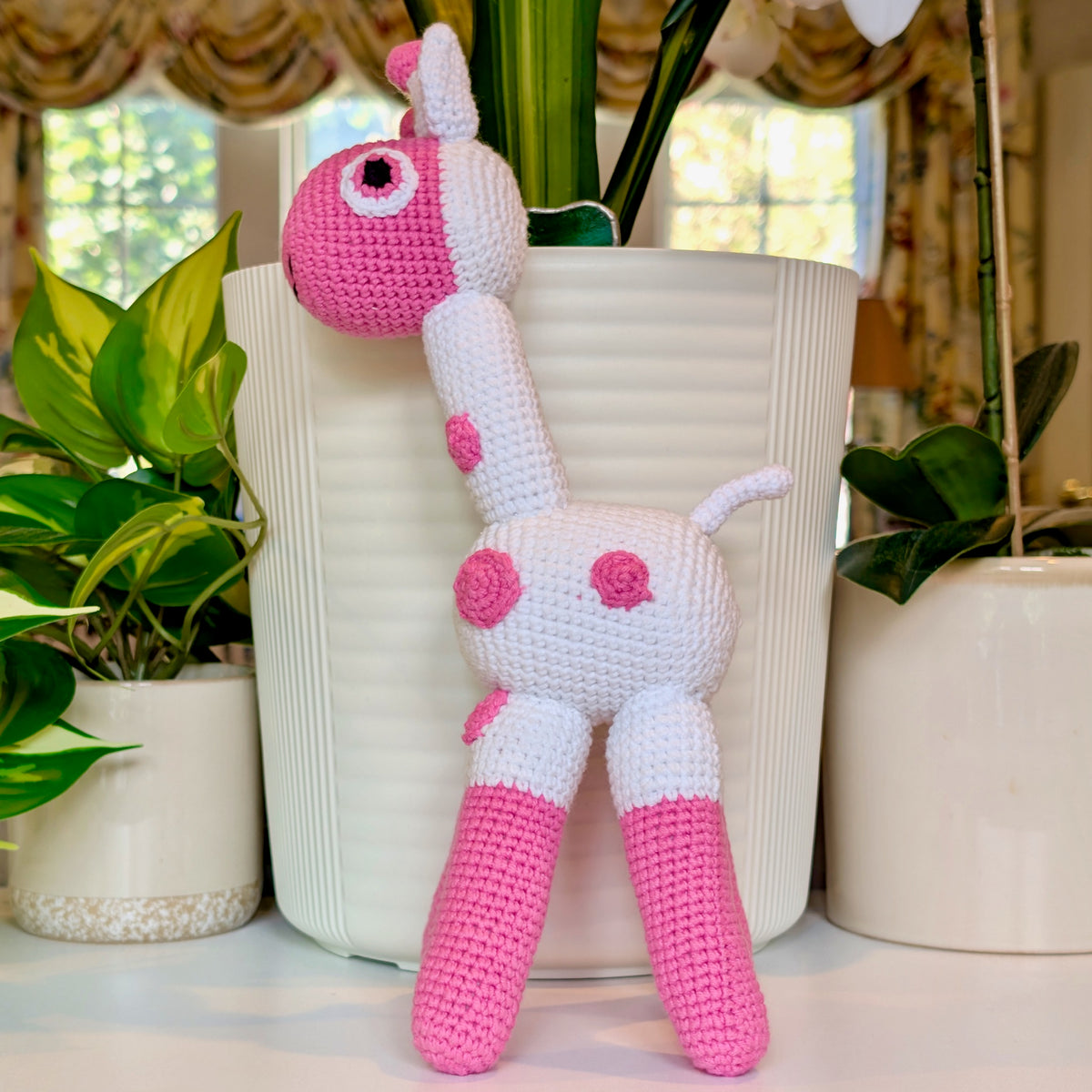 Giraffe Standing in Spots Amigurumi - Handmade Crochet Plushie