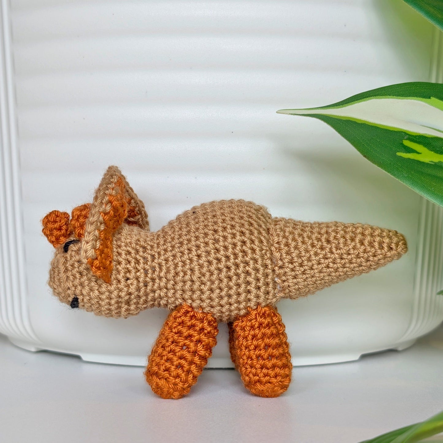 Triceratops Brown Plushie - Crochet Dino