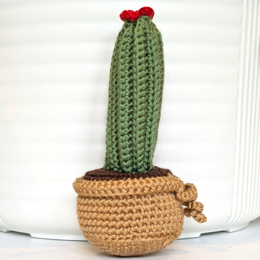 Saguaro Cactus (Beige Pot) - S/M - Crochet Plush Keychain