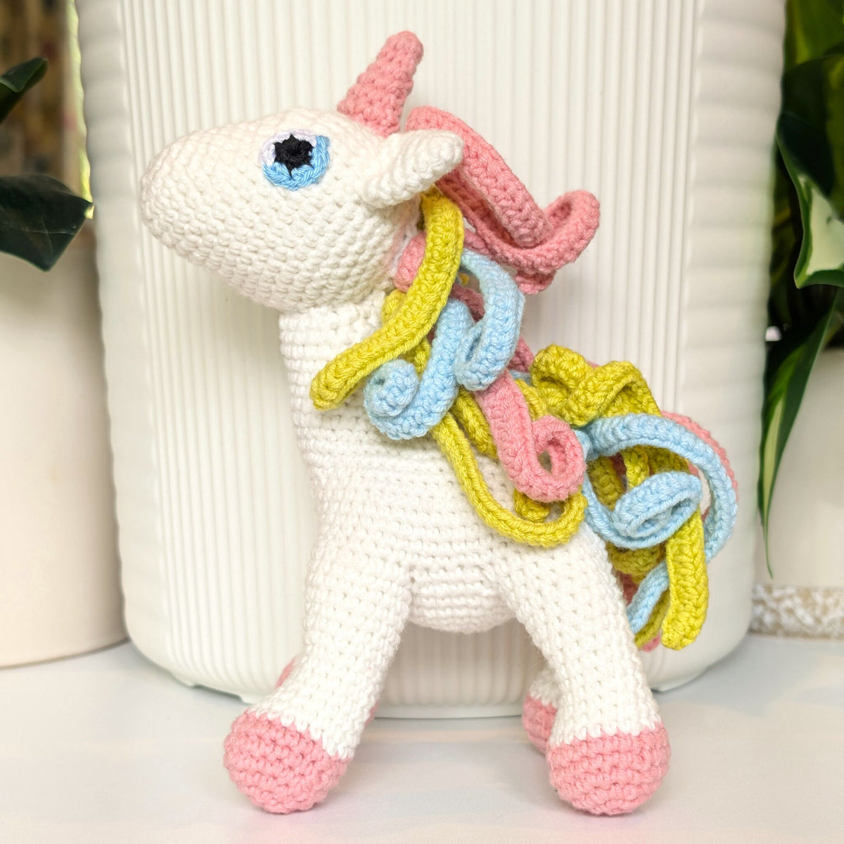 Unicorn (Pink Foot) - Medium - Handmade Crochet Plushie