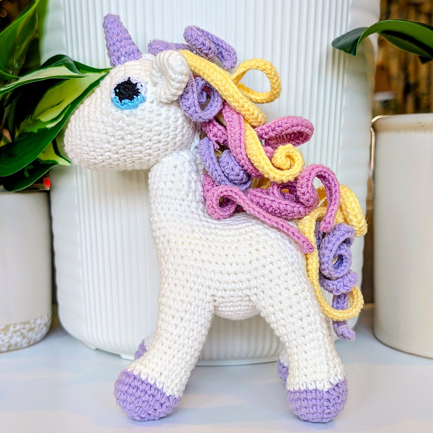Unicorn Amigurumi (Lilac Foot) - Medium - Handmade Crochet Plushie