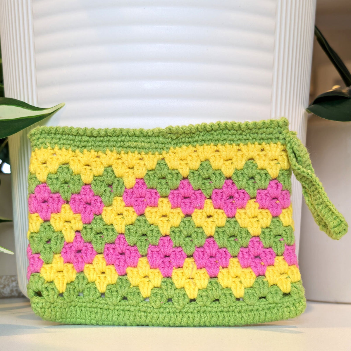 Wristlet Bag - Green-Pink