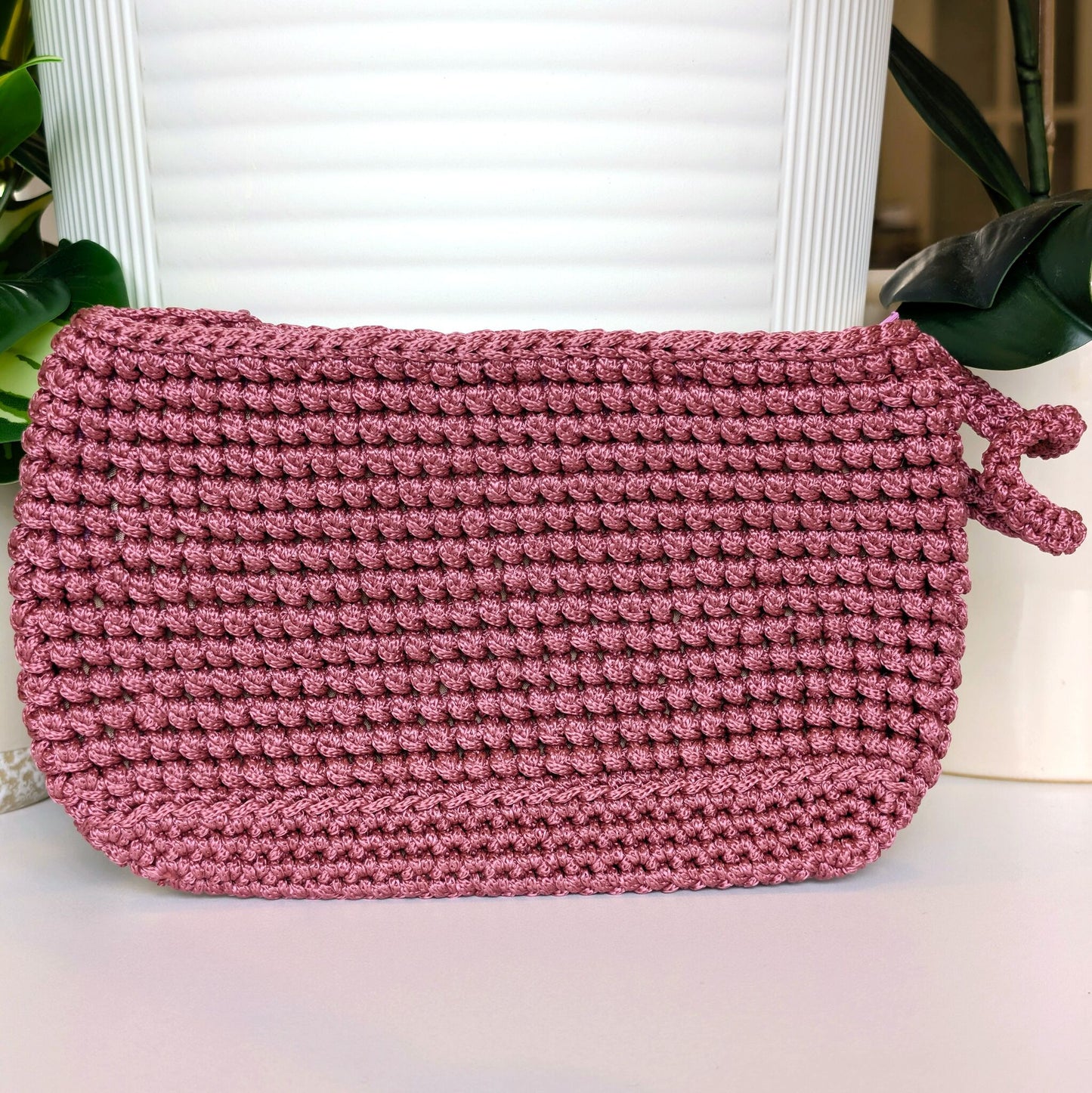 Wristlet Clutch Bag - Dark Mauve Macrame