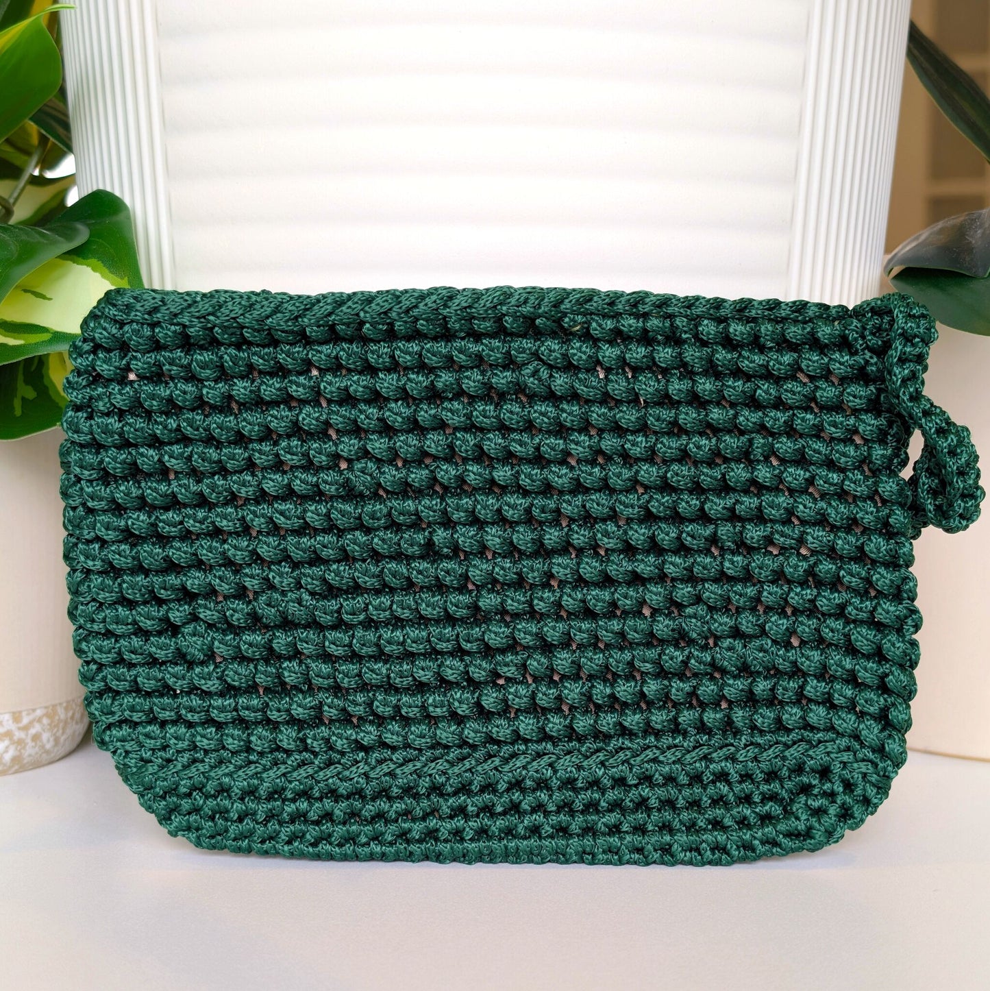Wristlet Clutch Bag - Forest Green Macrame