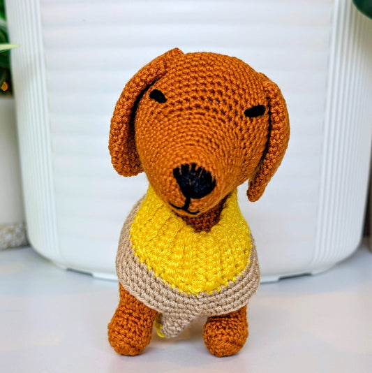 Dachshund Dog (Collar) Crochet Plush - Ginger