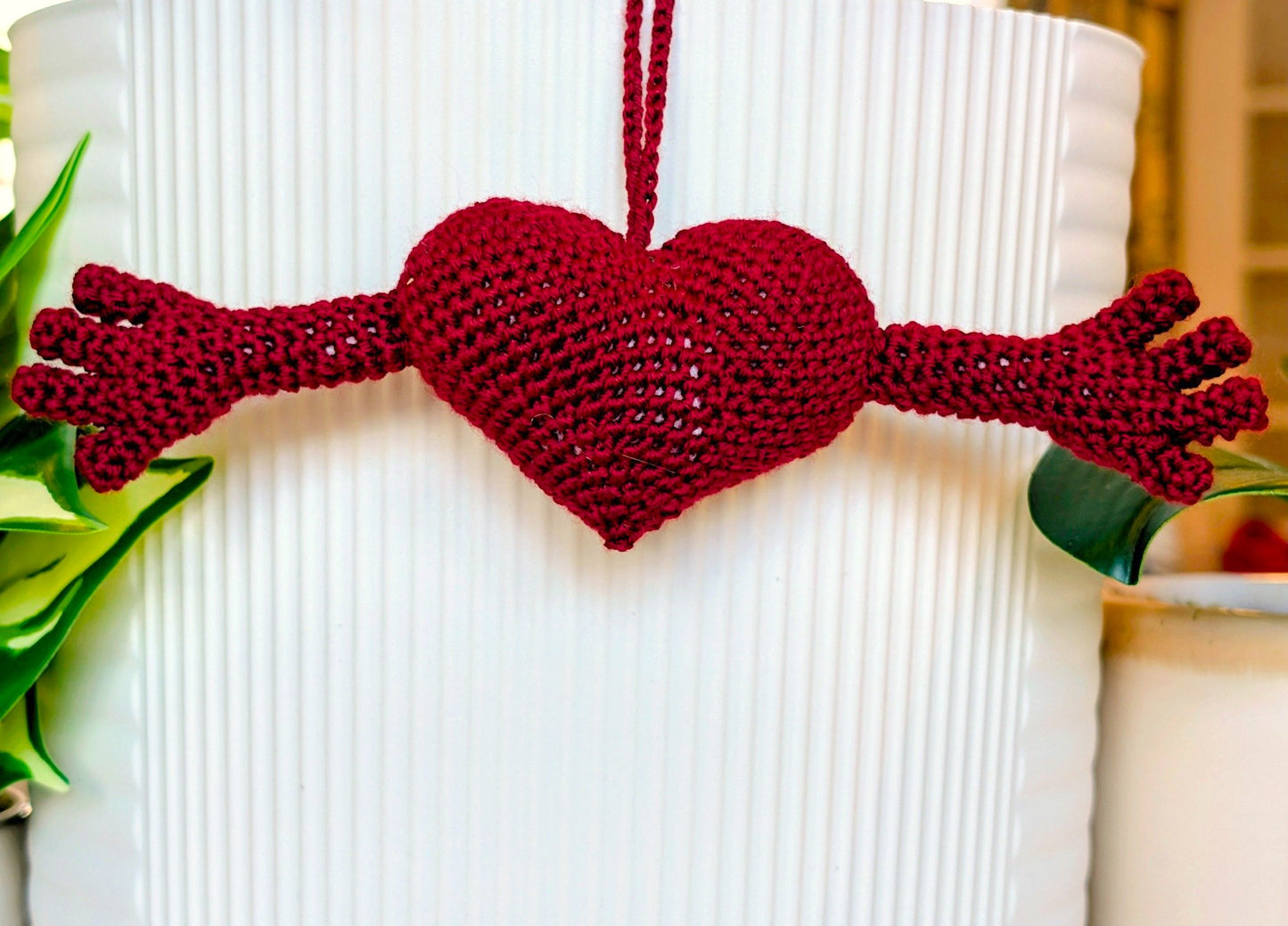Heart with Hugging Hands Amigurumi - Crochet Keychain
