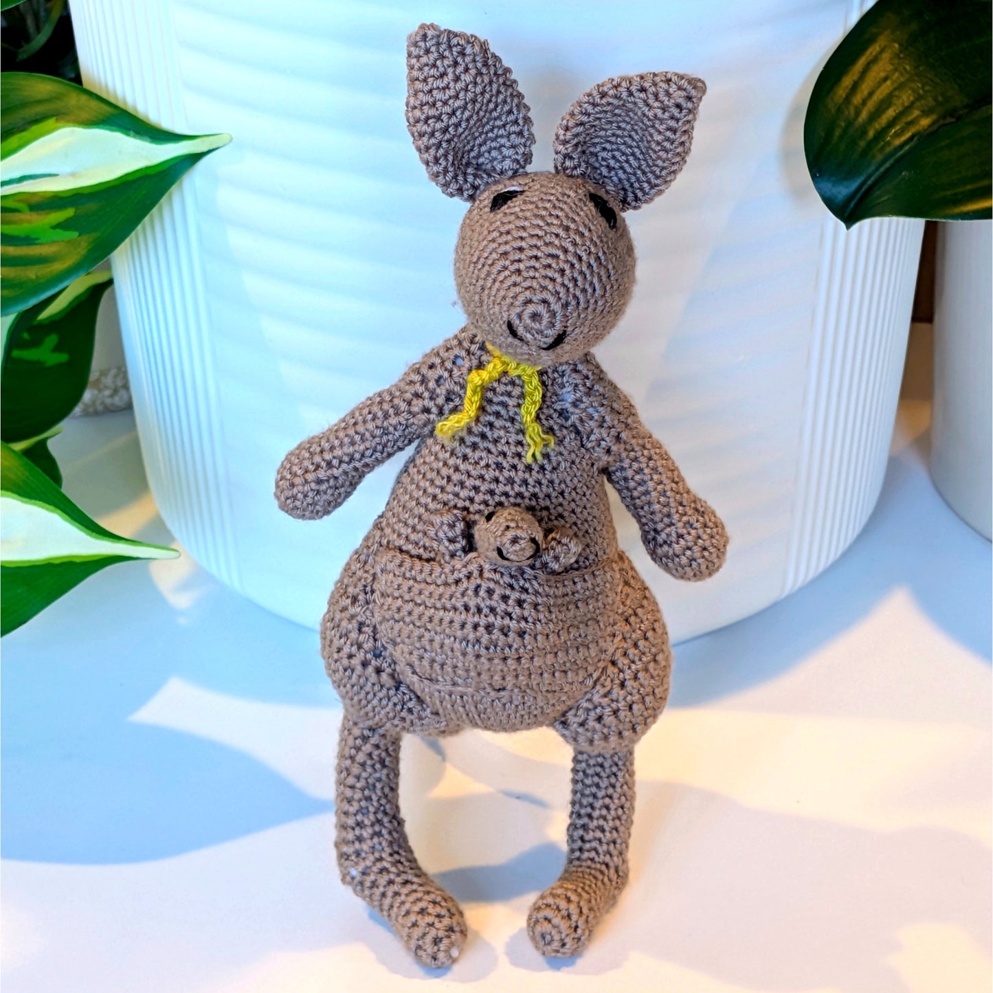 Kangaroo Amigurumi with Baby Joey - Handmade Crochet Plushie