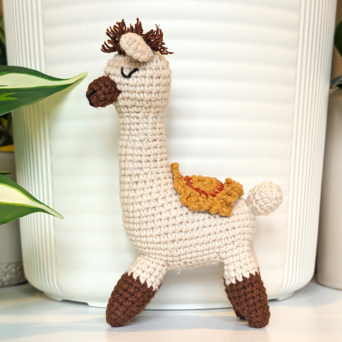 Alpaca in Brown Boots - Plush Amigurumi