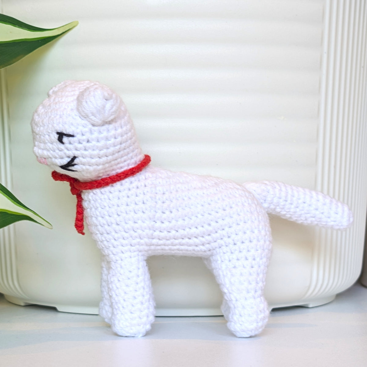 Cat Standing - White Standard - Crochet Plush