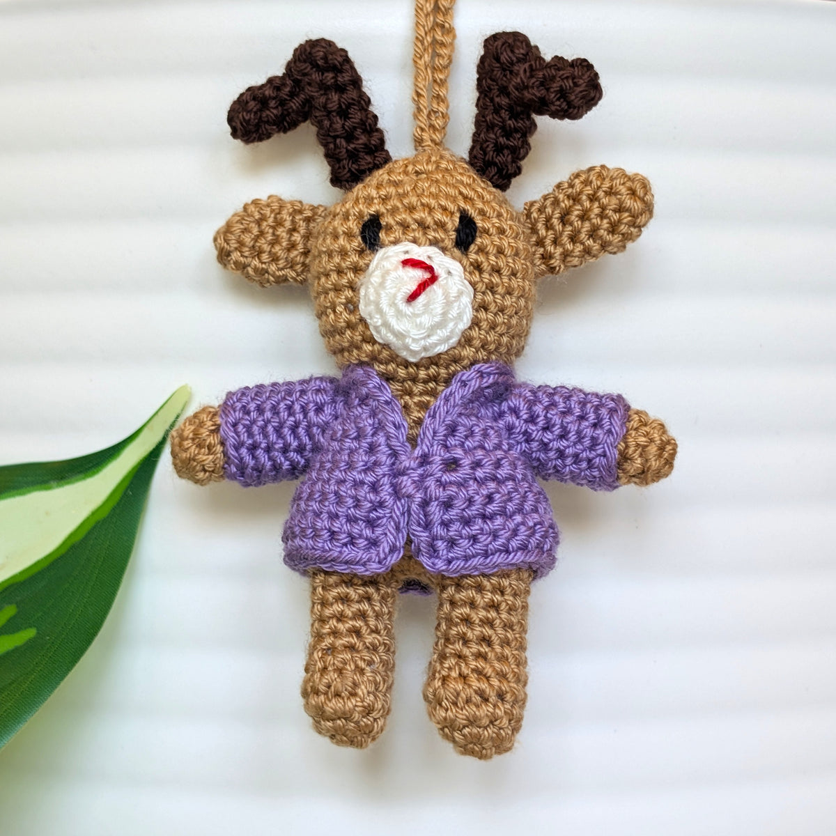 Deer in Hooded Jacket Amigurumi - Mini - Crochet Bag Charm