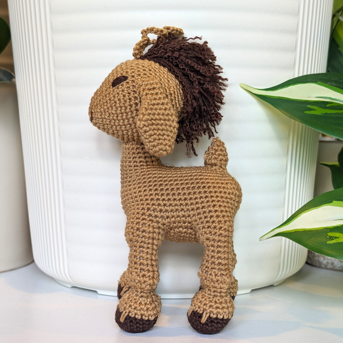 Goat in Sand Brown Crochet Plush Charm