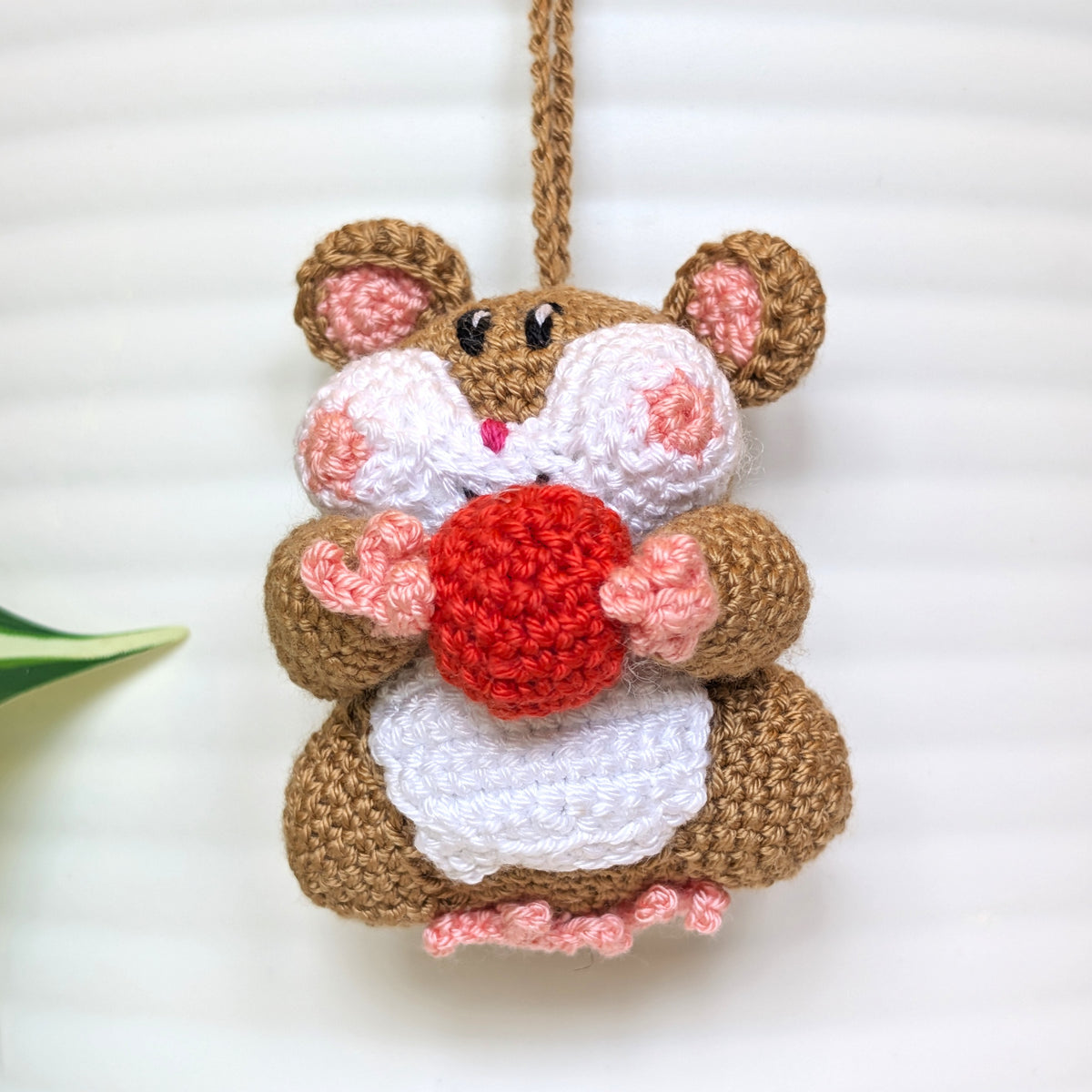 Hamster with Ball (Sand Brown) Crochet Bag Charm