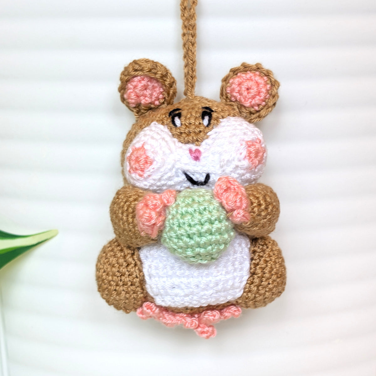 Hamster with Ball (Sand Brown) Crochet Bag Charm