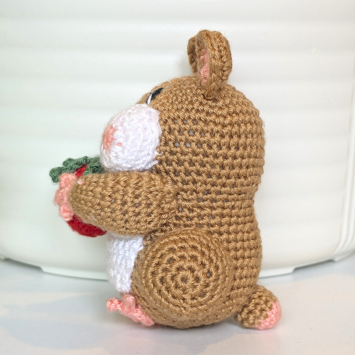 Hamster with Strawberry Crochet Plush