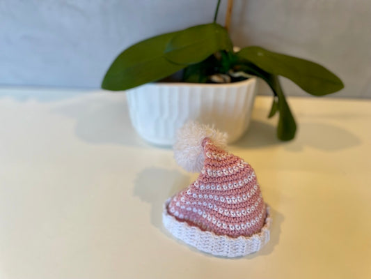 Crocheted Pink and White Hat
