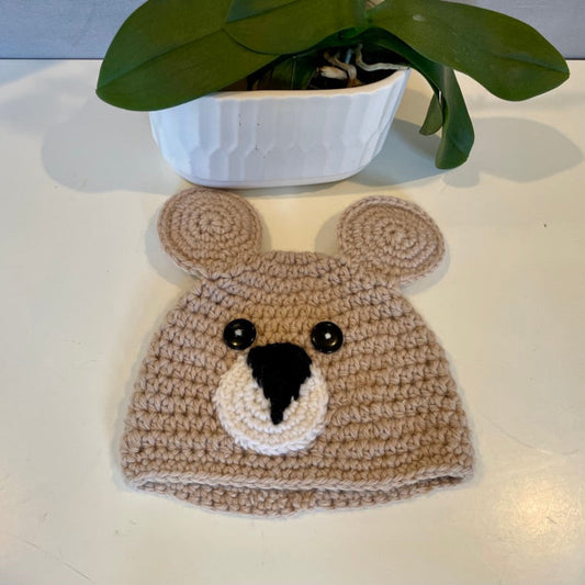Brown Crocheted Bear Hat