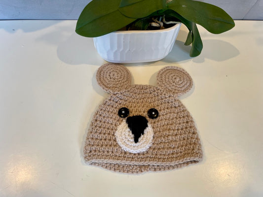 Brown Crocheted Bear Hat