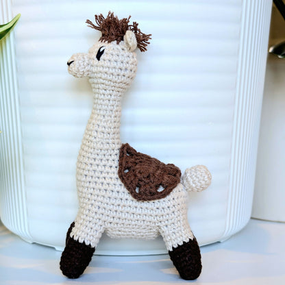 Alpaca (Brown Boots)- S/M - Handmade Crochet Plush