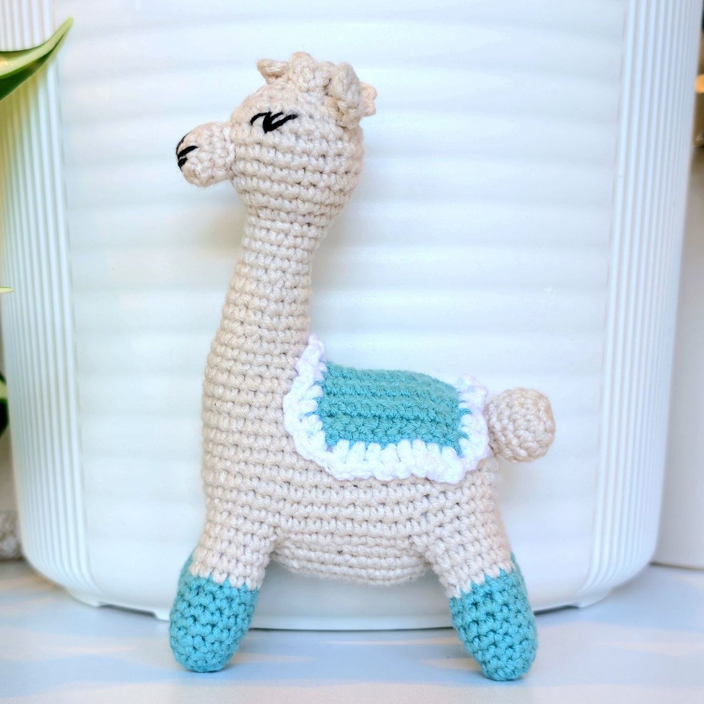 Alpaca (Teal Boots)- S/M - Handmade Crochet Plush