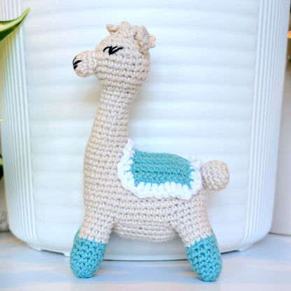 Alpaca (Teal Boots)- S/M - Handmade Crochet Plush