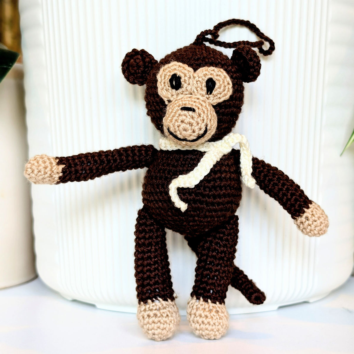 Little Monkey in Scarf - Plush Amigurumi Charm