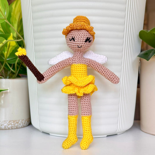 Fairy Ballerina Doll in Yellow - Crochet Plush Charm